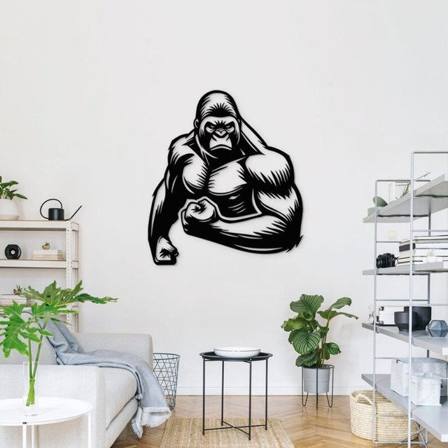 CIFBUY Metallwandkunst Gorilla Afrikanische Safari Wildtier Dekoration in Schwarz - Bild 1