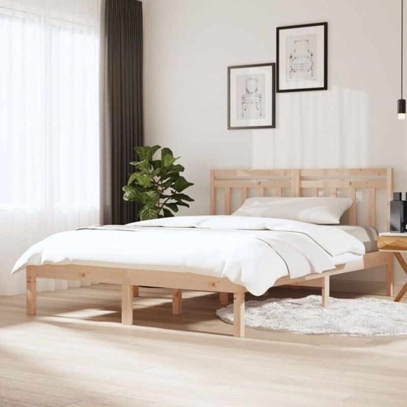 Massivholzbett vidaxl aus Kiefer in Braun, Skandinavischer Stil, B/T: 150 x 200 cm - Bild 1