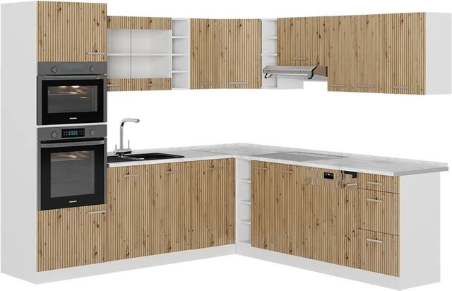 Vicco R-Line Eckküche Artisan Eiche und Weiß aus Spanplatte B/T/H: 237 x 247 x 81,6 cm - Bild 1