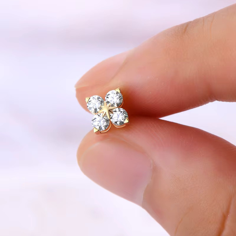IOGOU Ohrstecker, 18 Karat vergoldet, Silber, Moissanite, Damen - Bild 5
