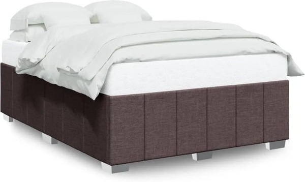 vidaXL Bettgestell aus massivem Kiefernholz und Stoff in Dunkelbraun B/T/H: 140 x 200 cm