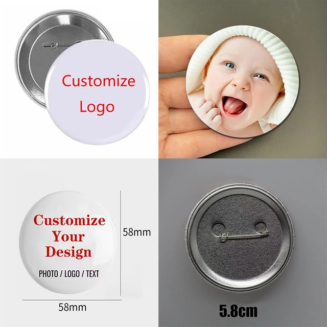 Personalisierte DIY-Abzeichen rund 58 mm aus Metall für individuelle Fotos oder Grafiken - Bild 1
