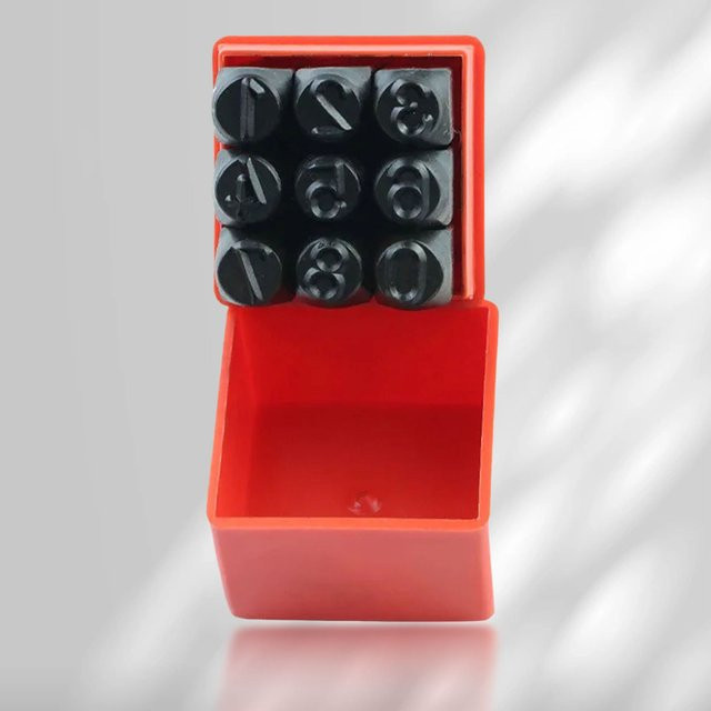 9-teiliges Metall-Nummernstempelset Digital 0 bis 8 zum Stanzen auf Metall, Kunststoff und Holz - Bild 1