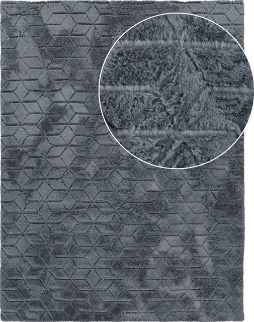 Fellteppich Arnia in Anthrazit, rechteckiger Kunstfellteppich im skandinavischen Design, B/T: 80 x 150 cm - Bild 1