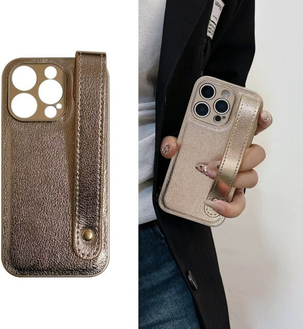 RPKKS Leder Handyhülle mit Handgelenk-Strap und Objektivschutz für iPhone 11 bis iPhone 16 Pro Max, Farbe: Pink - Bild 1