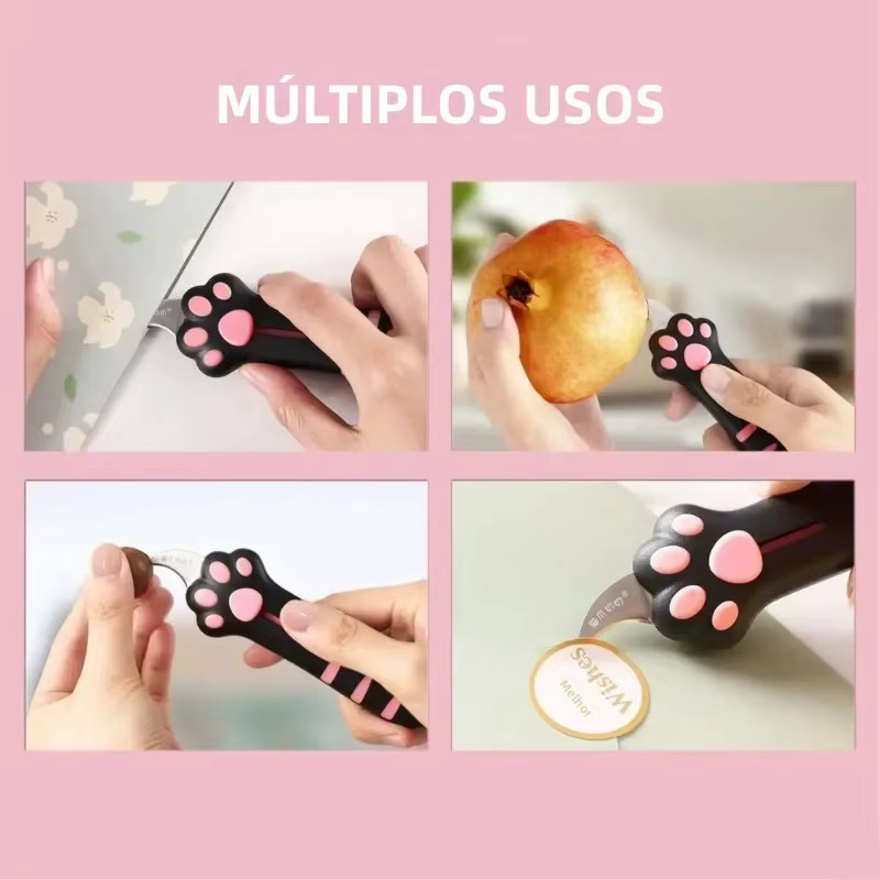 Mini-Universalmesser in Katzenkrallenform als tragbarer Cutter im niedlichen Pfoten-Design, Farbe: Pink - Bild 2