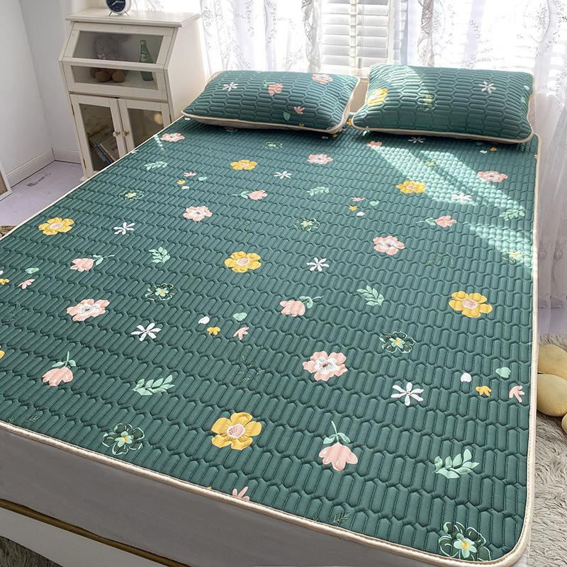 Super Six Blumen Latex-Sommermatten-Set mit Bettunterlage und Kissenbezug, kühlend und atmungsaktiv, Grün, B/T: 90 x 200 cm - Bild 3