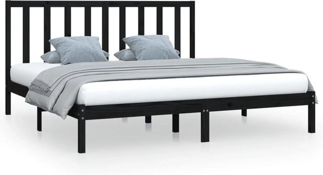 vidaXL Massivholzbett aus Kiefer in Schwarz im rustikalen Design B/T/H: 200 x 100 x 205,5 cm - Bild 1