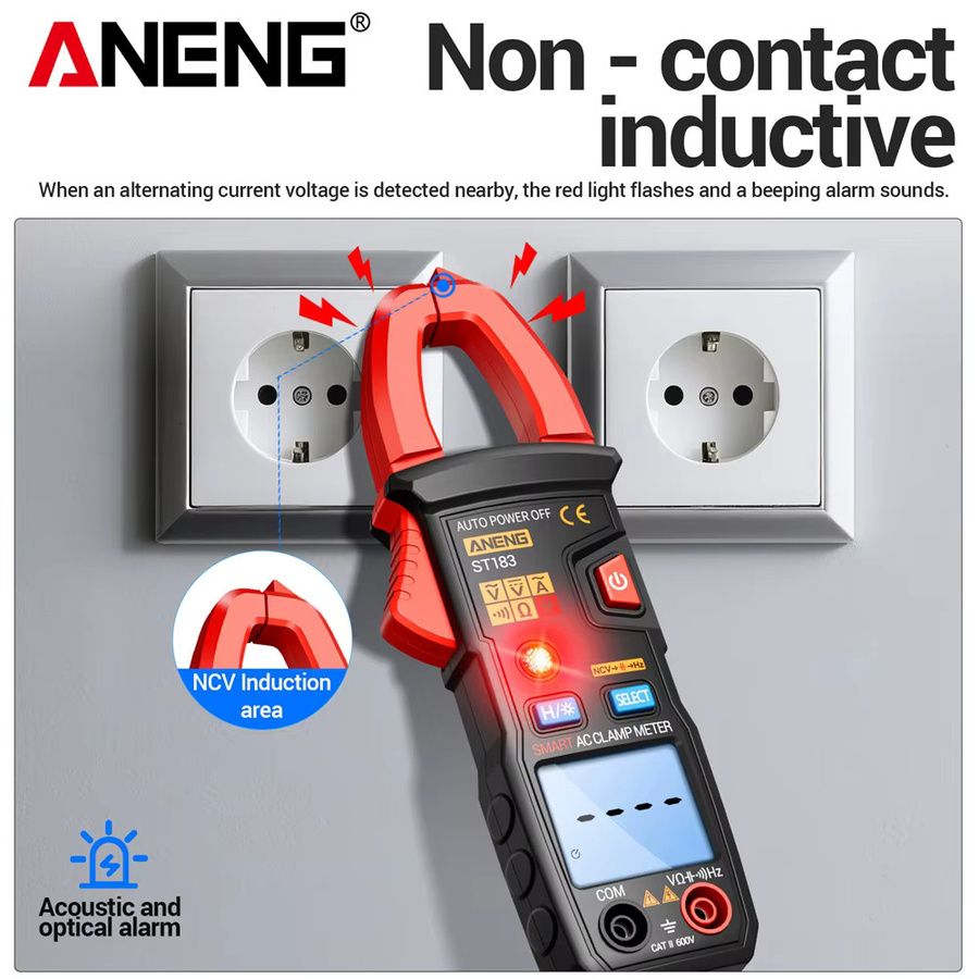 ANENG ST183 Zangenamperemeter True RMS AC-Strom 6000 Anzeigen Spannungsprüfer mit NCV und Kapazitätsmessung in Rot - Bild 3