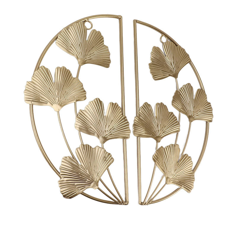 CosyHome Wandbehang Ginkgoblatt aus Metall in Gold als florale Wandskulptur für dein Wohnzimmer - Bild 2