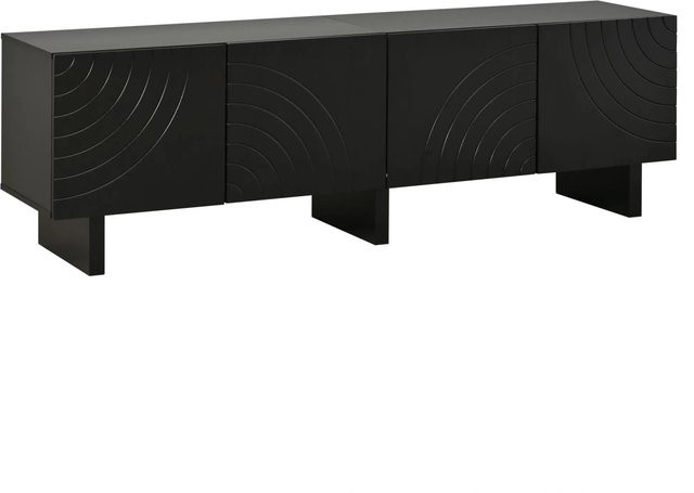 ModernLuxe Modernes TV-Lowboard in Schwarz Matt mit 4 Türen, B: 180 cm, H: 55 cm, T: 40 cm - Bild 1
