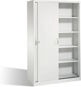 C+P Aktenschrank Acurado mit Schiebetüren in Lichtgrau, 5 Ordnerhöhen mit höhenverstellbaren Regalböden und Schloss, H: 195 cm, B: 120 cm, T: 50 cm - Bild 1