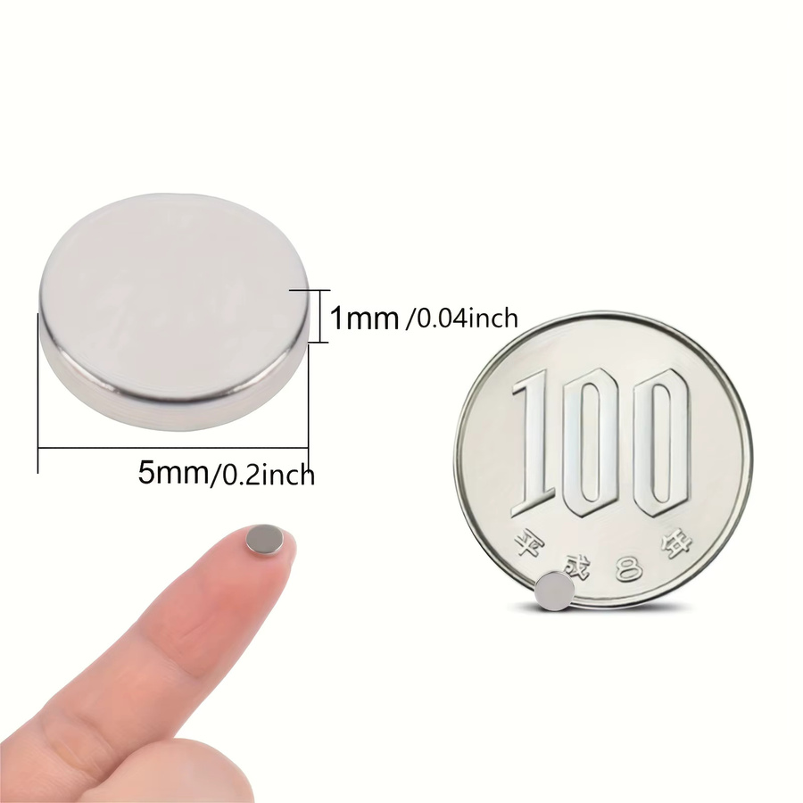 Set aus Scheibenmagneten in Silber für Schilder, Poster und Schmuckherstellung, Durchmesser: 20 mm, Dicke: 2 mm und Durchmesser: 5 mm, Dicke: 1 mm - Bild 2