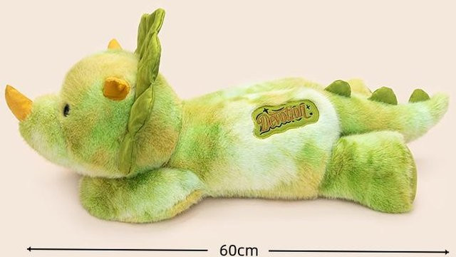 Yiran Health & Beauty Cartoon Triceratops Plüschkissen, Dinosaurier Stofftier, Grün - Bild 1