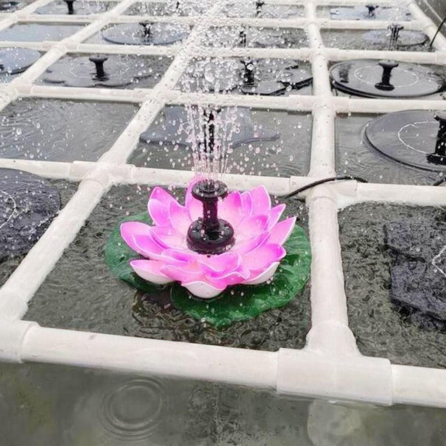 Fuqidecor Solarbrunnen Lotus Schwimmender Gartenbrunnen in Violett und Weiß - Bild 4