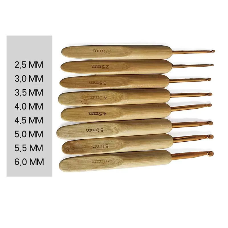 8-teiliges Strickset mit Bambus-Stricknadeln und Aluminium-Häkelnadeln in Beige - Bild 2