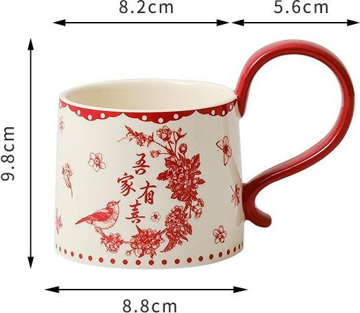 Yiran Furniture Keramik Kaffeetassen Set mit Untertassen in Weiß mit floralem Design - Bild 1