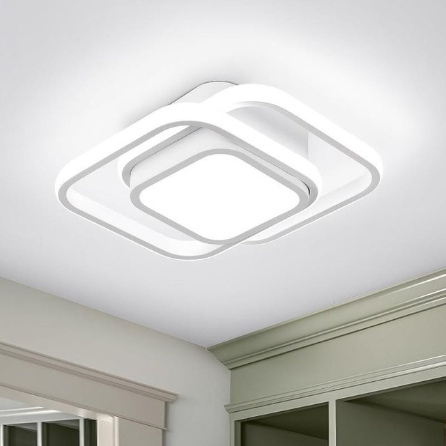 YWZT Modern LED Deckenleuchte Double Ring Square in Schwarz oder Weiß mit 4500K Lichtfarbe - Bild 1
