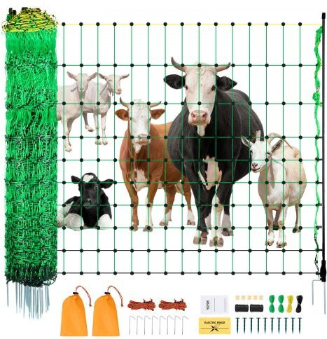 VEVOR Elektrisches Weidezaunnetz aus PE mit Pfosten und Doppelspikes, B/H: 0,88 x 49,98 m, tragbares Nutznetz für Ziegen, Schafe, Lämmer, Hirsche, Schweine und Hunde für Bauernhöfe und Ranches - Bild 1