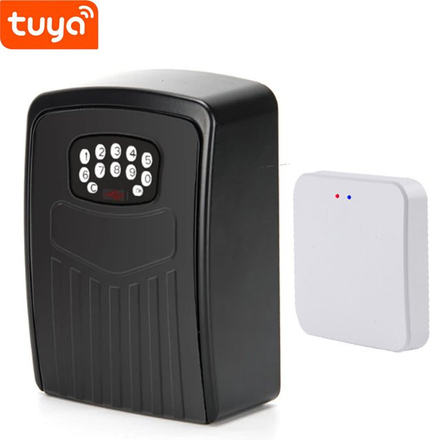 Tuya Smart Home Bluetooth Schlüsselsafe mit Passwort und Fernentriegelung inklusive Hub, Schwarz, B/T/H: 11,5 x 8,0 x 2,0 cm - Bild 1