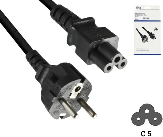 DINIC Netzkabel CEE 7/7 auf C5, 0,75mm², schwarz, Länge: 1,80 m - Bild 1