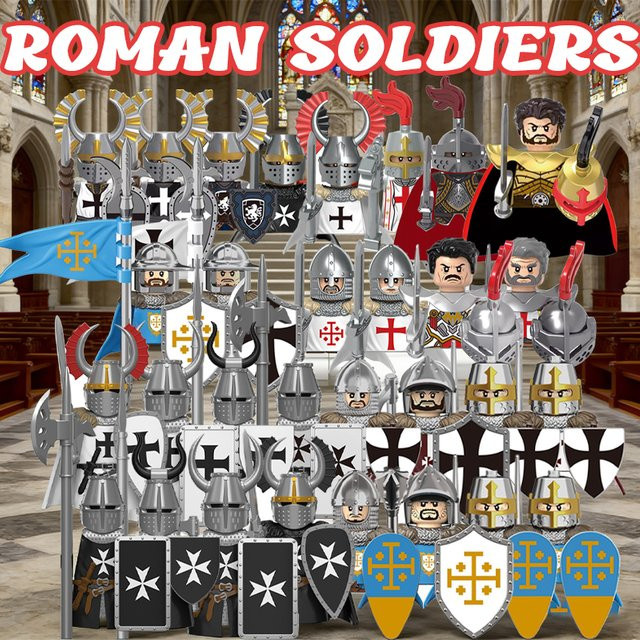 BRICKPANDA Mittelalterliche Römische Soldaten-Figuren, Bausteine, Ritter, Zubehör - Bild 1