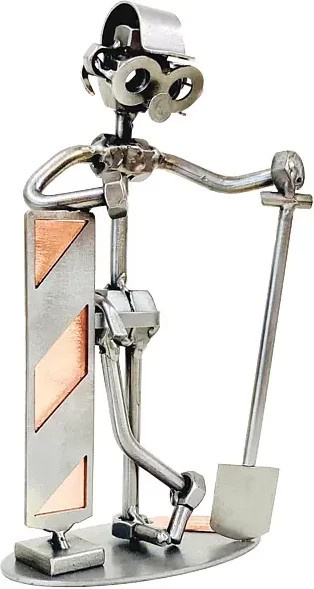 Schraubenmännchen Straßenarbeiter von Hinz & Kunst aus Metall in Silber - Bild 1
