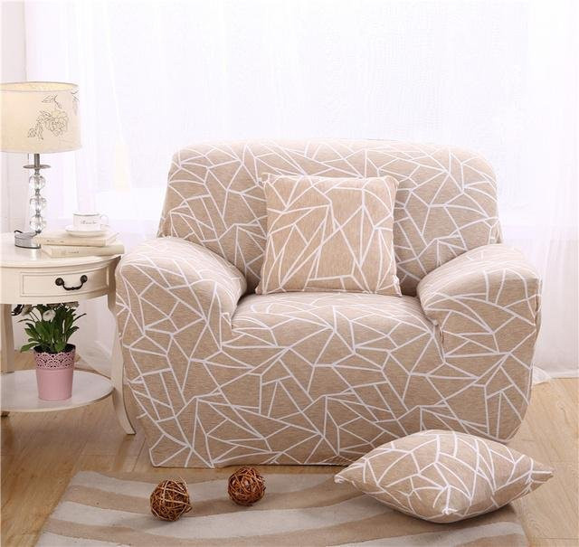 Housmife Elastischer Sofabezug in Beige mit modernem Grafikmuster für 2-Sitzer, Breite: 145-185 cm - Bild 1