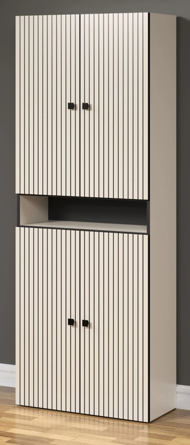 Badezimmer Hochschrank Feliz in Kaschmir, modern mit offenen Regalen und Türen, Breite: 70 cm, Höhe: 186 cm - Bild 1