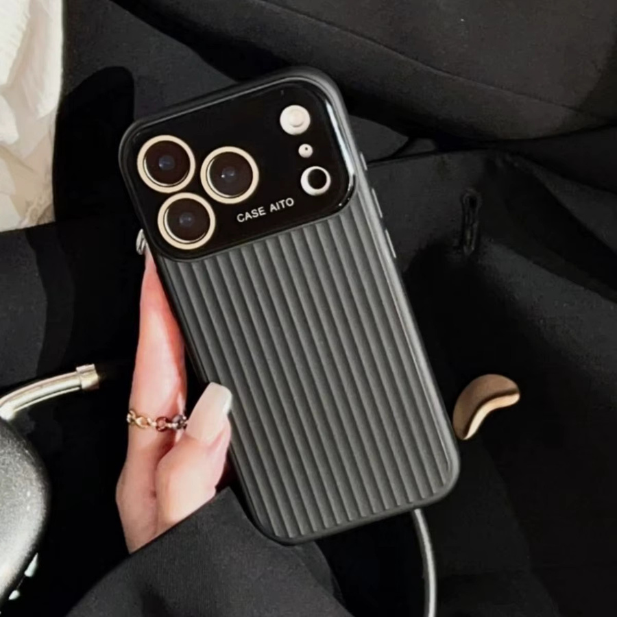 Luxuriöse iPhone Handyhülle mit Streifen-Wellpappe-Design und großem Fenster in Orange, stoßfeste Abdeckung mit Kameraschutz für iPhone 17, 16, 15, 14, 13, 12 und Pro Max Modelle - Bild 2