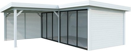 PALMAKO Pavillon Lenna aus Fichtenholz in Weiss mit Pultdach, B/T/H: 628 x 628 x 245 cm - Bild 1