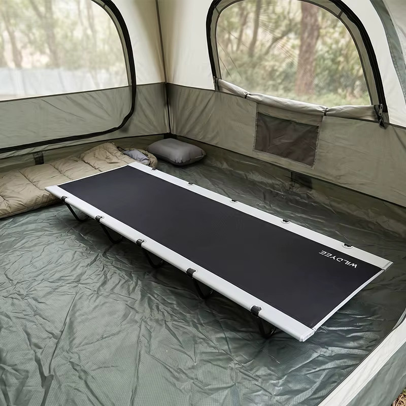 WILDYEE Tragbares Campingbett Schwarz mit Metallrahmen für Outdoor-Reisen und Wandern - Bild 5