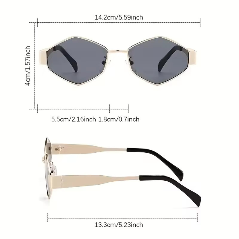 SFashion Sonnenbrille Polygonale, Metall, Vollrand, Gold, Damen - Bild 2