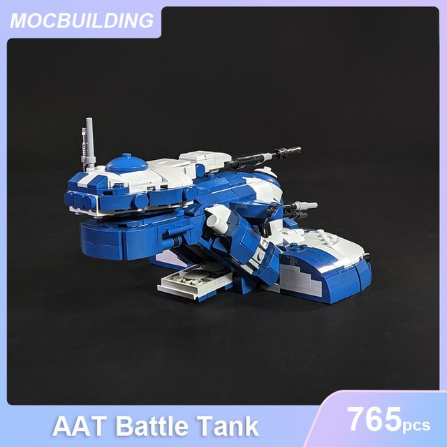 MOCBUILDING Kampfpanzer Miniaturmodell aus blauen Mini Bricks als kreatives DIY Montage-Set und Sammlerstück - Bild 1