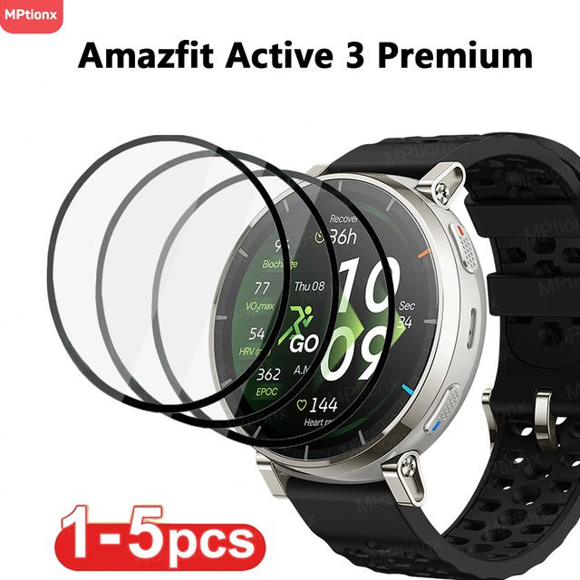 Mptionx Displayschutzfolie für Amazfit Active 3 Premium, Silikon, transparent, Unisex - Bild 1