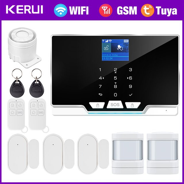 KERUI G20 Wifi GSM Tuya Smart Home Alarmsystem in Weiß mit Bewegungsmelder, Türsensor und IP Kamera zur Unterstützung von Alexa - Bild 1