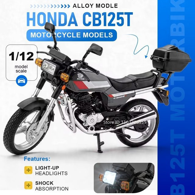 MAKEDA CB125T CB650 Motorrad-Spielzeugmodelle, 1:12, Metall, mit Licht und Sound - Bild 1