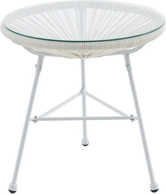 Vente-unique Gartenbeistelltisch Alios aus Polyrattan in Weiß, Durchmesser: 50 cm - Bild 1