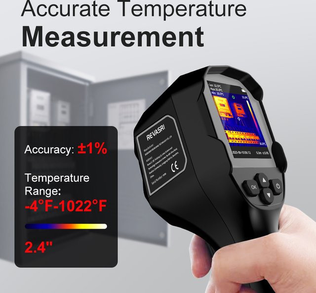 REVASRI Wärmebildkamera Super IR in Schwarz mit 240x240 Auflösung für HVAC-Reparaturen und elektrische Tests mit einem Temperaturbereich von -20 °C bis 550 °C - Bild 1