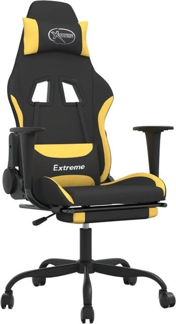 vidaXL Gaming-Stuhl mit Massagefunktion und Fußstütze in Schwarz und Gelb aus Stoff - Bild 1