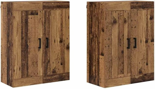 vidaXL Wandmontierte Schränke im Set aus 2 Stück, Altholz-Optik in Braun, Modernes Design für Wohnzimmer, Büro oder Flur, B/T/H: 69,5 x 34 x 90 cm - Bild 1