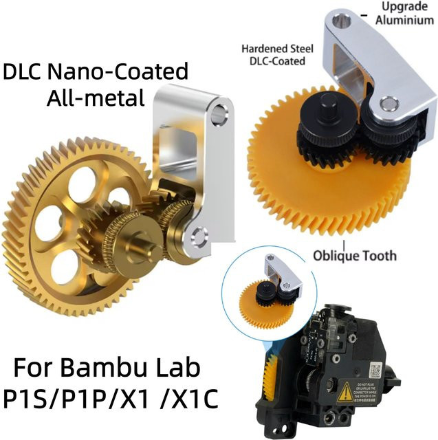 Bambu Lab Upgrade Extruder-Getriebebaugruppe aus gehärtetem Stahl mit Nanobeschichtung für X1/X1C/P1P/P1S 3D-Drucker - Bild 1