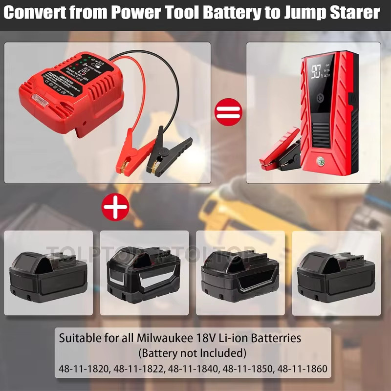 Starthilfe-Adapter 11AWG Booster-Kabel für Dewalt, Makita, Milwaukee und Einhell 18V/20V Li-Ionen-Akkus - Bild 3