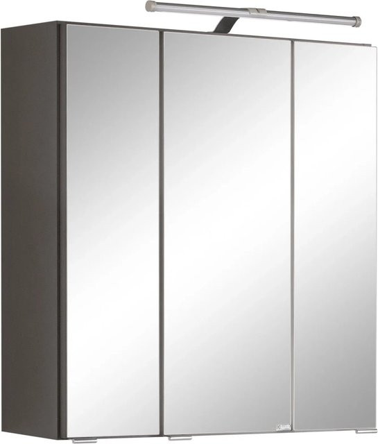 Held Möbel 3D-Spiegelschrank Molina in Graphitgrau mit LED-Beleuchtung und Steckdose für dein Badezimmer, Breite: 60 cm, Höhe: 64 cm, Tiefe: 20 cm - Bild 1