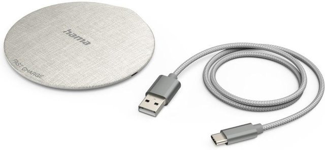 Hama Wireless Charger QI-FC10 Metal, 10 W kabelloses Smartphone-Ladepad, Weiß mit USB-A und USB-C - Bild 1