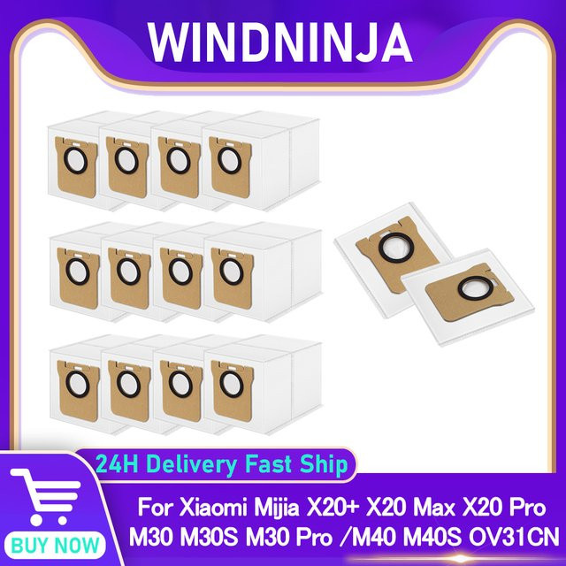 WINDNINJA Staubbeutel für Xiaomi Mijia Roboterstaubsauger X20+ X20 Max X20 Pro M30 M30S M30 Pro M40 M40S OV31CN X10 X10+ B116 C102CN - Bild 1