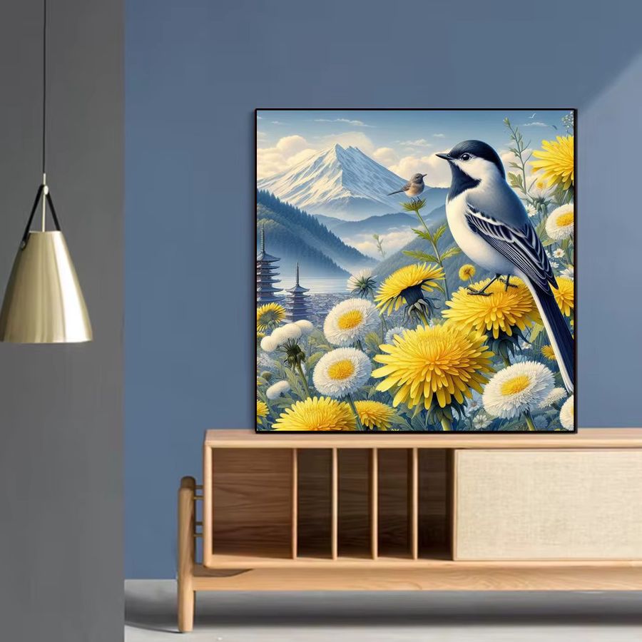 Potdemiel DIY Diamantmalerei Set Blume und Vogel als Mosaik-Stickerei für die Wanddekoration in Multicolor - Bild 3