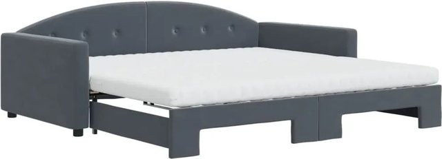 vidaXL Tagesbett ausziehbar mit Matratzen in Dunkelgrau, Samt, B/T: 100 x 200 cm - Bild 1
