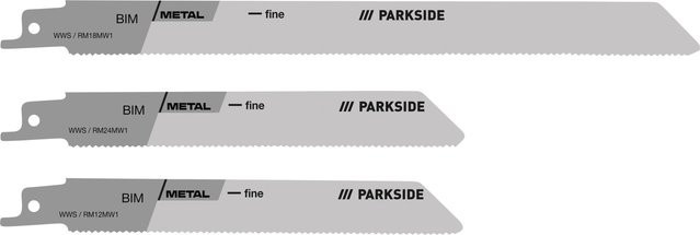 Parkside Säbelsägeblatt-Set aus Stahl für Metall, Holz und Kunststoff, 3-teilig, Silber - Bild 1