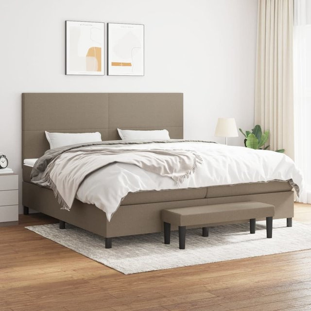 vidaXL Boxspringbett Hybrid mit Matratze, Farbe Taupe, B/T: 200 x 200 cm - Bild 2